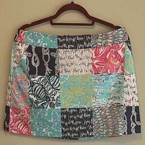 Lilly Pulitzer "Sailor Patch" Marigold  Skort Nautical Patchwork Vibe Sz. 8